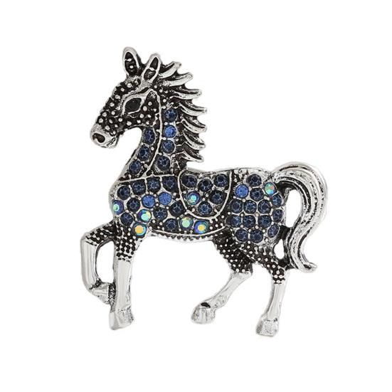 Yousheng Retro Horse Brooch Rhinestone Inlaid Horse Pin Zodiac Year Animal Brooch Men Women Suit Accessory for Handbag Clothes Decoration