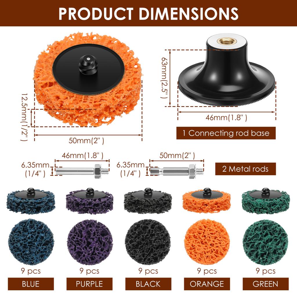 47pcs 2 Inch Strip Discs For Angle Grinder Paint Stripper Wheel Rust Stripper Disc Quick Abrasive Discs Paint Rust Remover