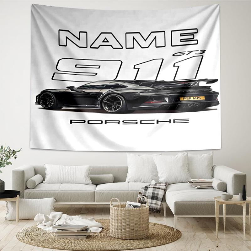 Custom Name Racing Print Tapestry, Backdrop, Easy Setup, Ideal for Bedroom, Office & Living Room, with Aesthetic Wall Hanging Decor.