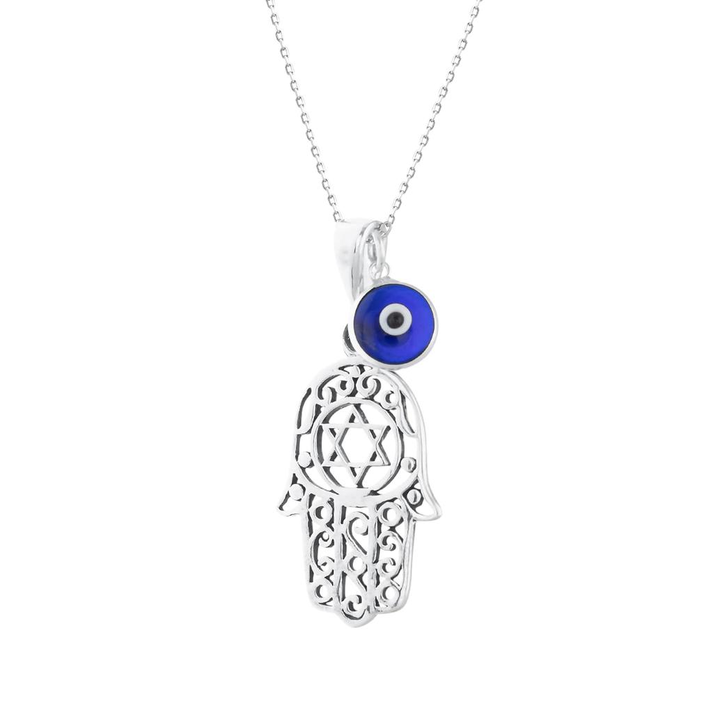 MYSTIC JEWELS От Dalia Серебро 925 пробы Ожерелье-Хамса 7 мм Подвеска "Сглаз", Подвесное, Стекло, Без драгоценных камней