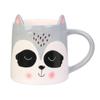 [A1694] - Ceramic Mug 'Animals' Gray White (raccoon) - 10x10cm (40 Cl)