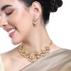 Gorgeous Designer Necklace Set with Gold Plated CZ and Pearls for Women