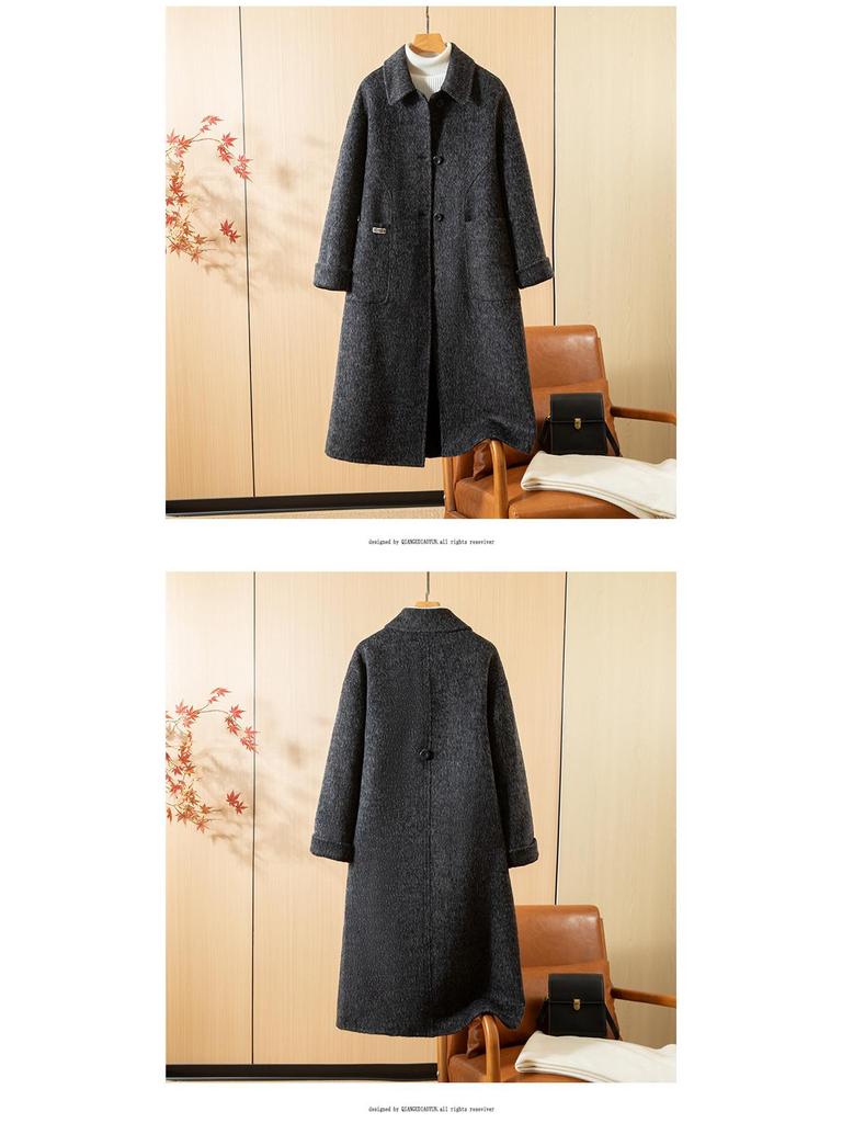Women's Double-Sided Cashmere Over-the-Knee Coat - 2025 Autumn/Winter Lapel Style