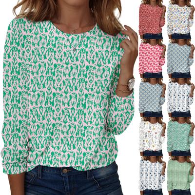 Рубашки с длинным рукавом для женщин, милые футболки с графическим принтом, блузки, повседневные базовые топы больших размеров, пуловеры