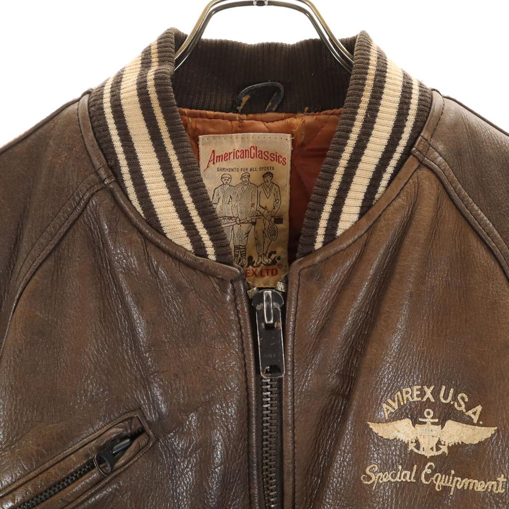 AVIREX 90-е Старая кожаная куртка S Коричневый Блузон Мужская Б/У