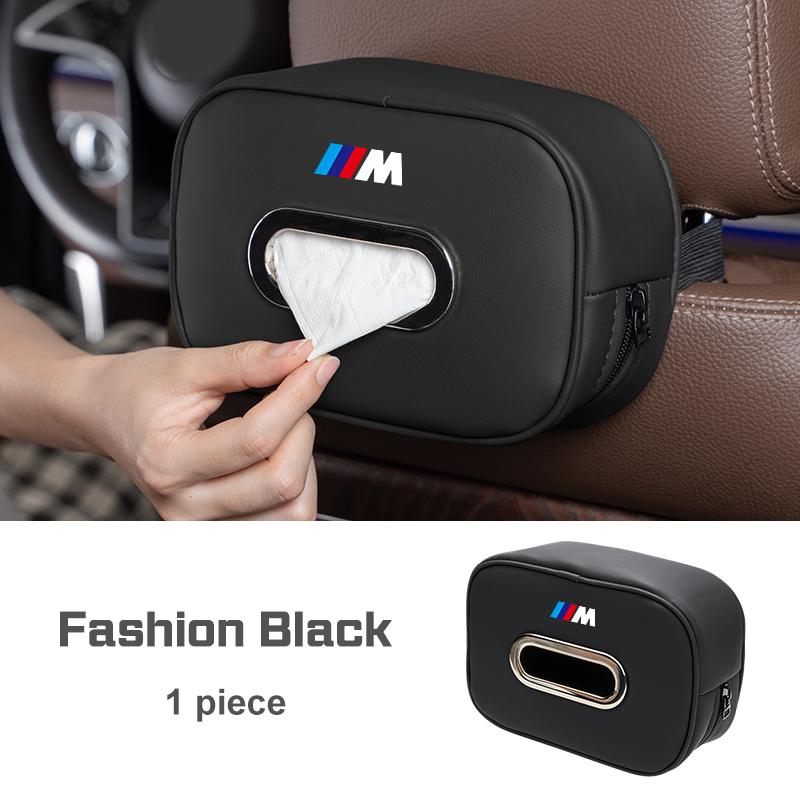 ORWI7 Car Seat Back Tissue Box Leather For BMW X1 X3 X5 X6 X7 E38 E46 E70 E90 F15 F30 G20 G30 1 3 5 6 7 Series Auto Armrest Napkin Bag