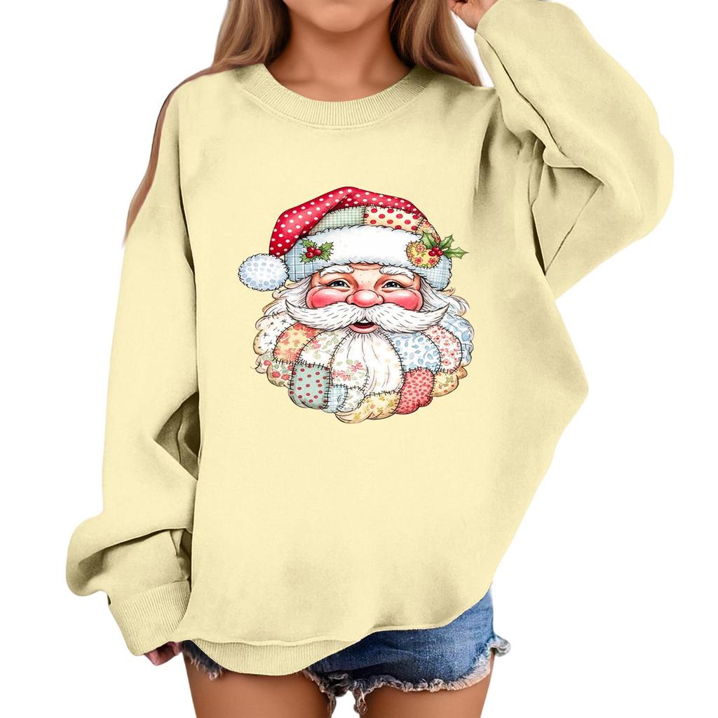 Children's Fashionable Casual Long-sleeved Loose Christmas Print Pullover Sweatshirt