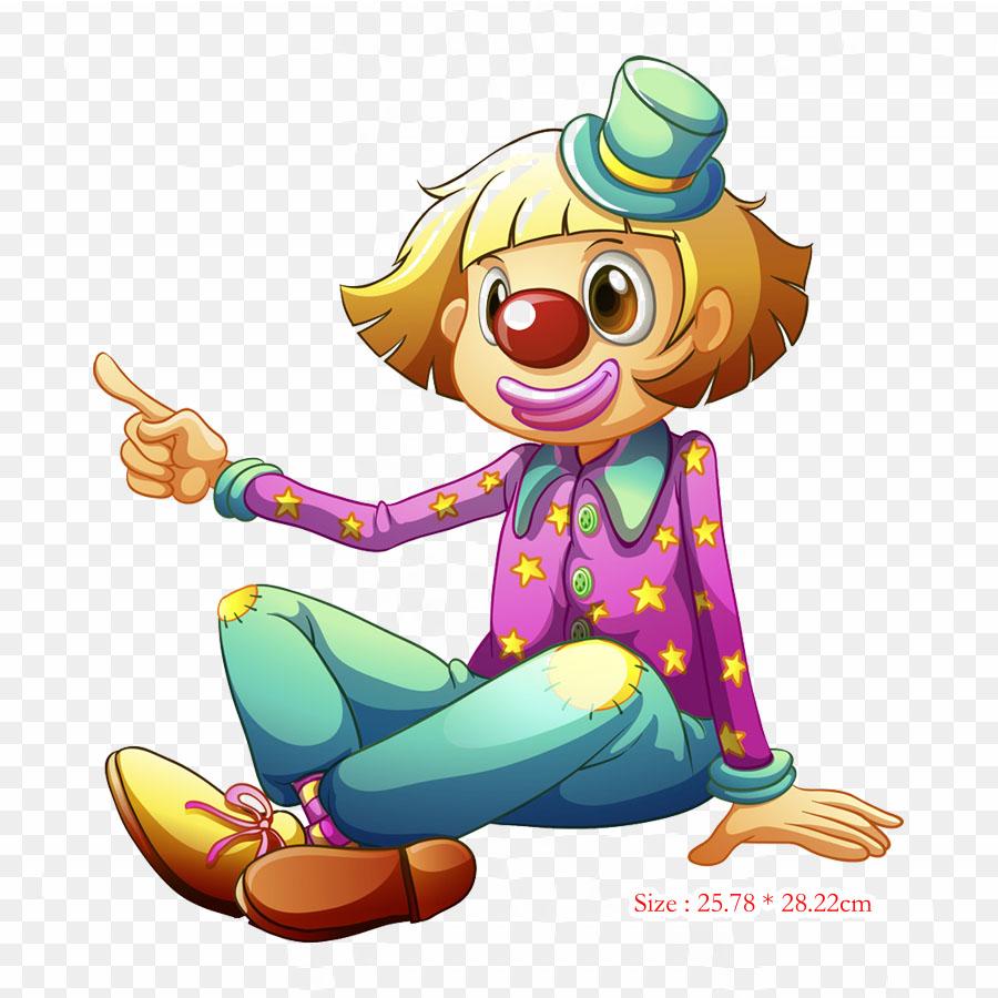 Clown Background Clown Stock Photography Iron On Heat Transfer Printing Vinyl Patches Sticker for Clothes DIY Appliques Washable Patches