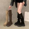 Korean Version of Casual Platform Boots Children's Sleeve Round Head 2025 Autumn New Thick Heel Knee Knight Women's Boots
