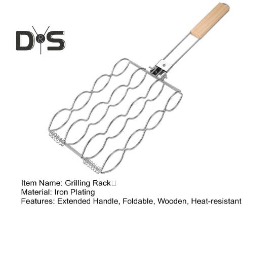 Корзина для гриля из кукурузы с деревянной ручкой, складные корзины для гриля из нержавеющей стали, стойка для барбекю на открытом воздухе для рыбы, креветок, овощей