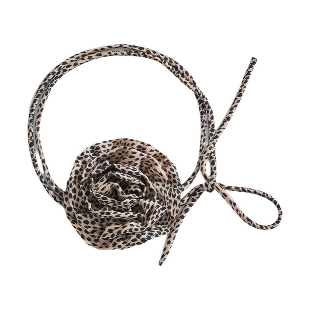 Korean Style Chiffon Necklace Elegant Leopard Print Chocker All-match Flower Clavicle Chain Party