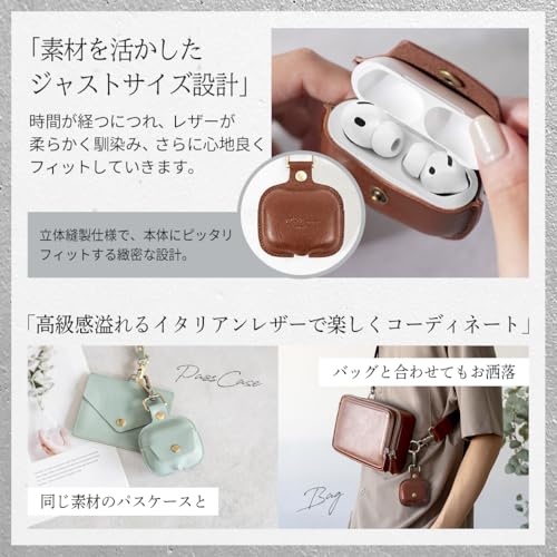 Dom Teporna AirPods Pro 3 Case, Genuine Leather Earphone Case with Full Protection and Scratch Resistance, Includes Carabiner, Charging While in Place