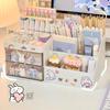Cosmetics Organizer Desktop Cosmetic Storage Box Organizer Drawer Office Storage Rack Stationery Desk Pen Holder Bunny Drawer Organizer Cute Kawaii