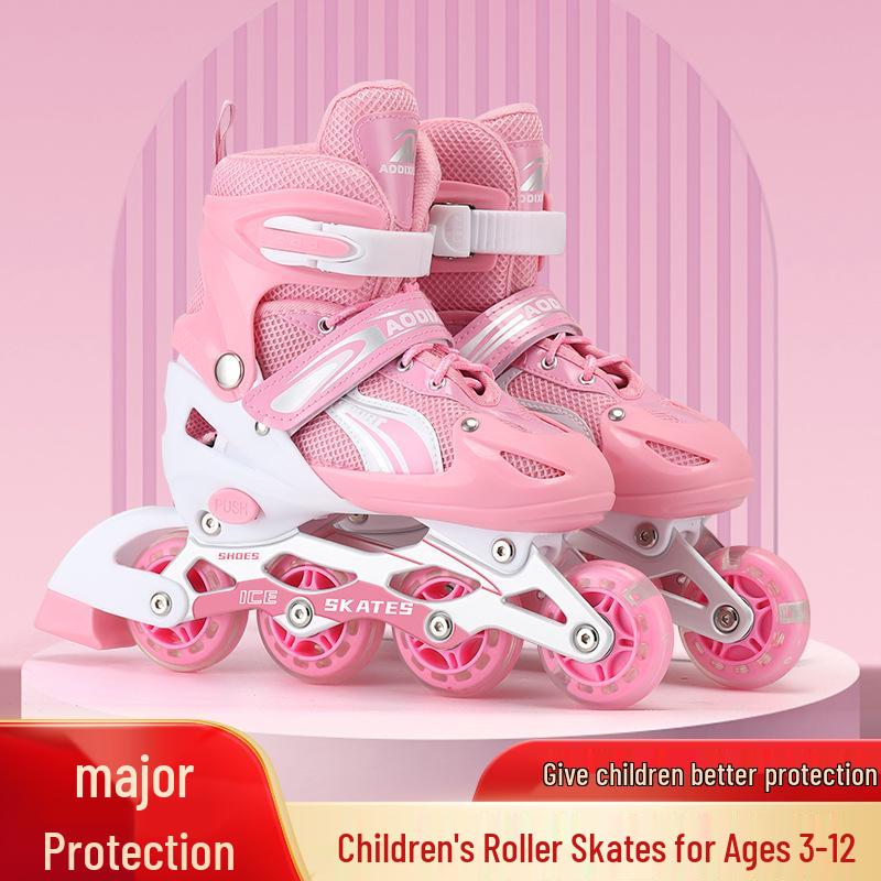 Регулируемый набор роликовых коньков с мигающими колесами для детей-начинающих