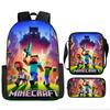 Minecraft Printed Cartoon Backpack Student Schoolbag Shoulder Bag Pencil Bag