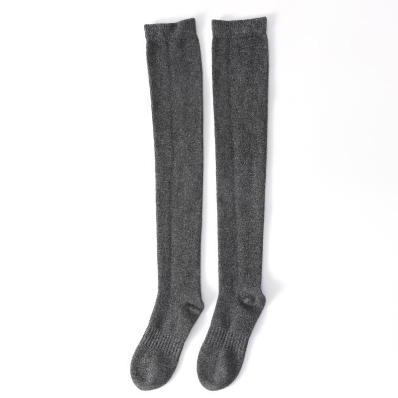 100% Pure Cashmere Over-the-Knee Socks Women Winter Warm Compression Slimming Solid Color