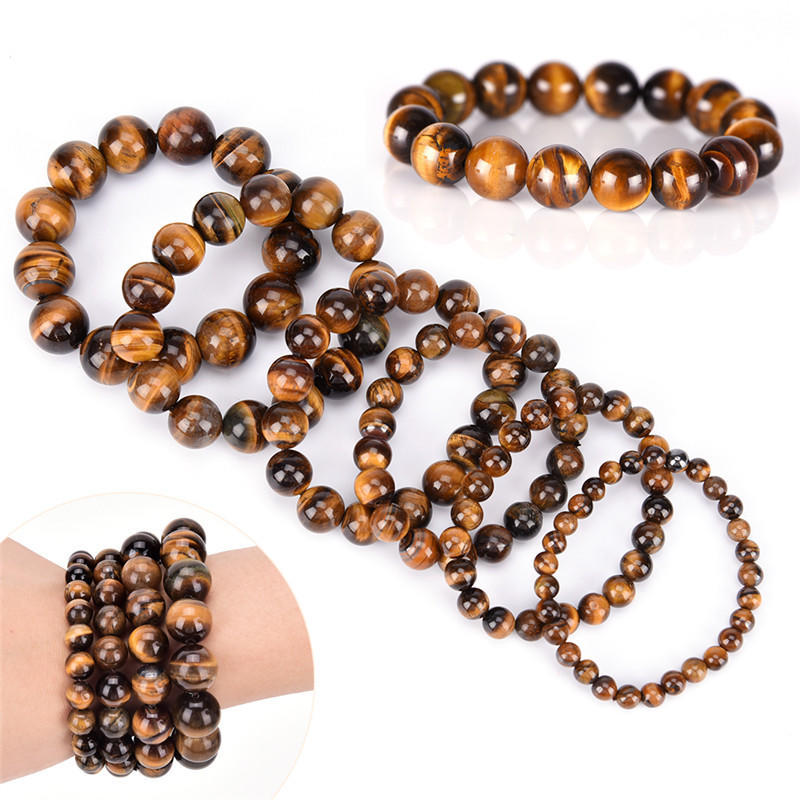 Natural Tiger Eye Stone Lucky Bless Beads Men Woman Jewelry Bracelet Bangle Chic