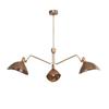 Люстра Спутник в стиле модерн середины века с 3 лампами из необработанной латуни — Изогнутый подвесной светильник