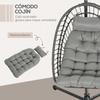 Folding Hanging Chair With Stand And 2 Cushions 100 Kg Load Capacity For Indoor And Outdoor In Dark Gray PE Rattan