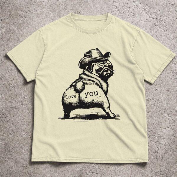 Funny Cowboy Dog Tshirt Dog Lover Humor Print Tshirts for Men Women Couple Gifts Retro Design Casual Short Sleeve Tee