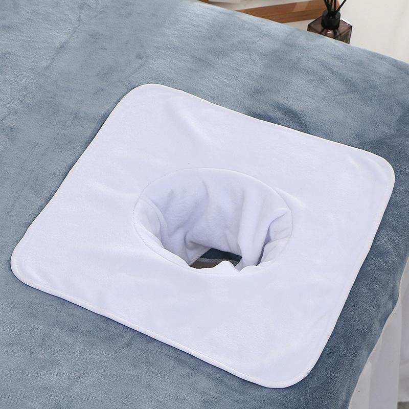 35*35cm Thickened Beauty SPA Massage Table Planking Face Towel with Hole Bed Bandana