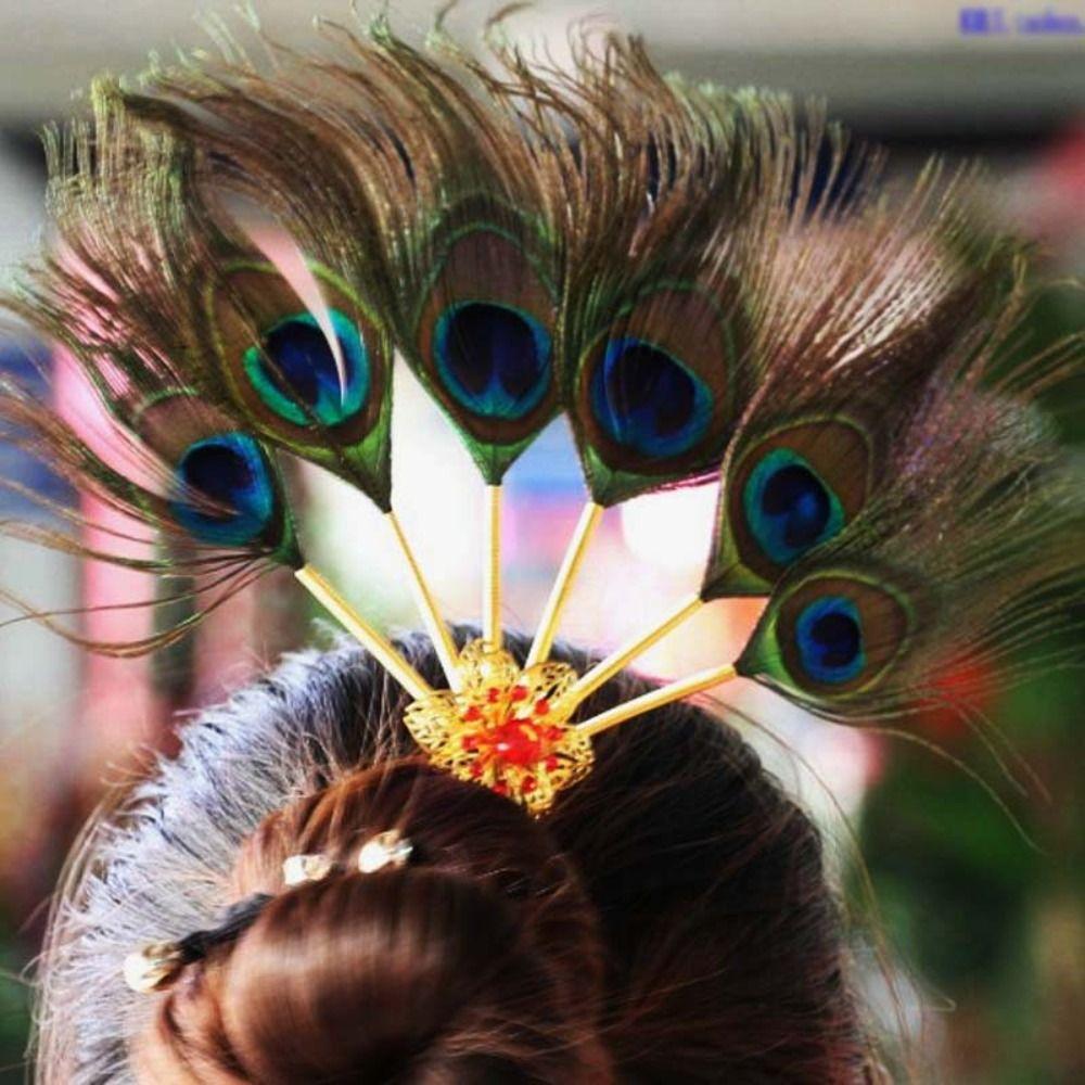 Temperament Peacock Feather Hairpin Hair Accessories Ethnic Dance Hair Stick Hairstyle Design Tool