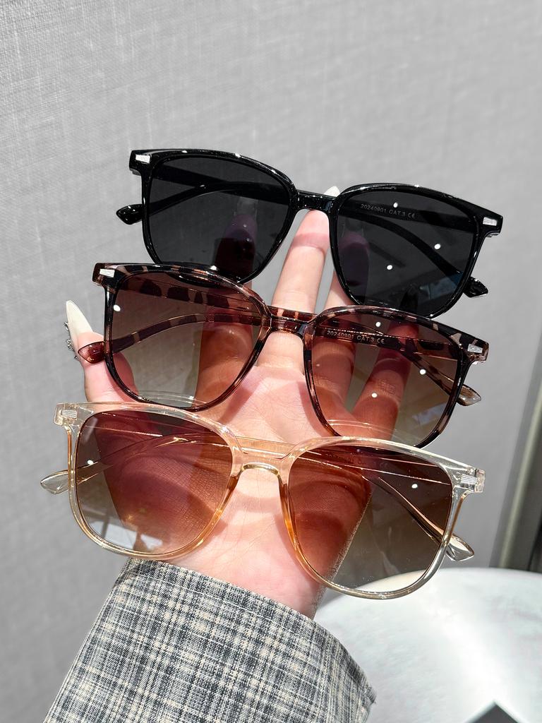 3Pcs Retro Cat Eye Goggles Sunglasses Women Fashion Oversized Men Vintage Black Sun Glasses Trendy Shades Uv400 Eyewear