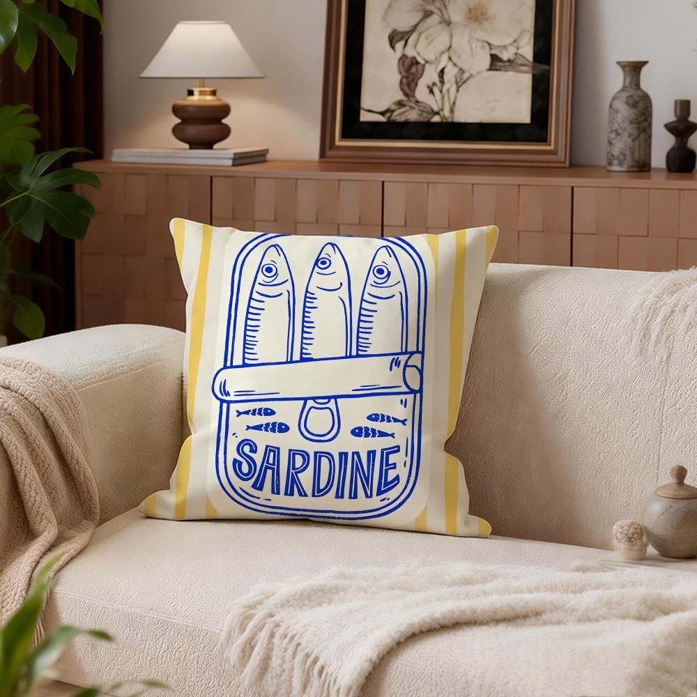 Cartoon Sardine Can Cute Cushion Cover Cushion Cover Set 4Pcs 50X50 45X45 40X40 Pillowcase Decorative Sofa Home Decor