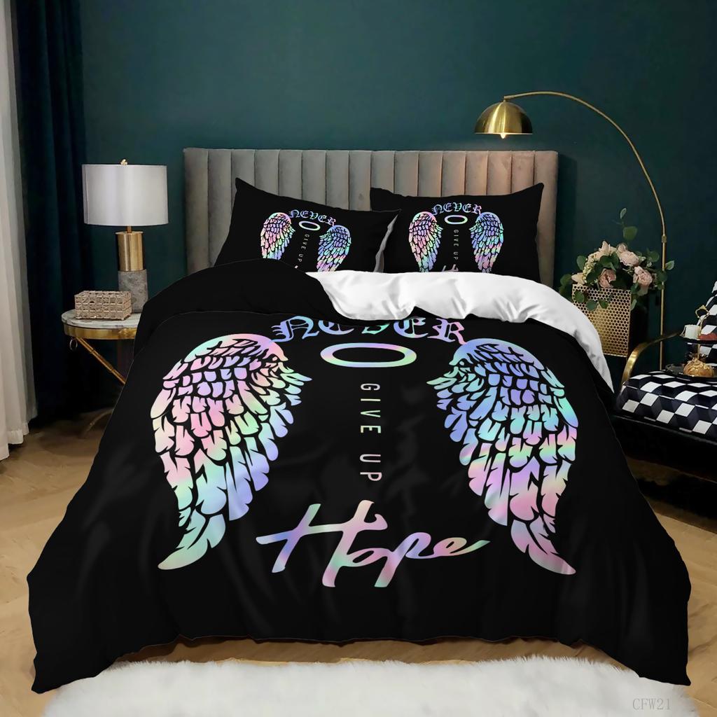 3D Starry Sky Feather Pattern Bedding Set Starry Plate Printed Quilt Cover and Pillow Case 2 or 3 Extra Large AU240 * 270 Home Decoration