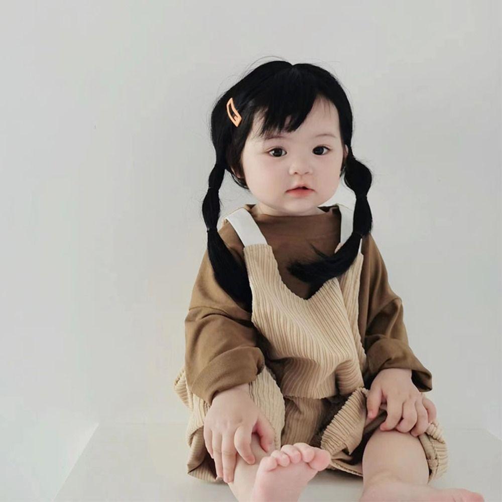 Newborn Baby Headwear Kids Fluffy Short Bob Wig Toddler Neat Bang Long Straight Hair Baby Hair Wig