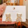 Chic Korean Zircon Teddy Bear Stud Earrings for Women - Fashionable, Trendy, Influencer Style with Silver Needle.