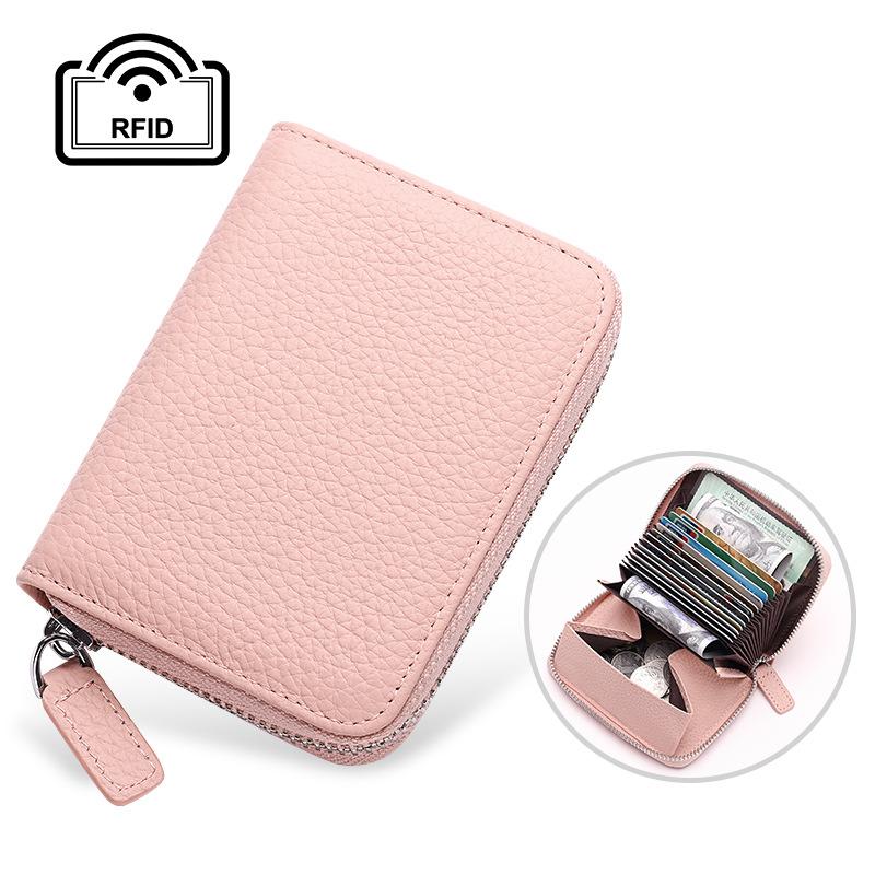 Rfid Card Holder 100% Genuine Leather Business Card Wallet Organ Card Bag Female Bag Japanese
