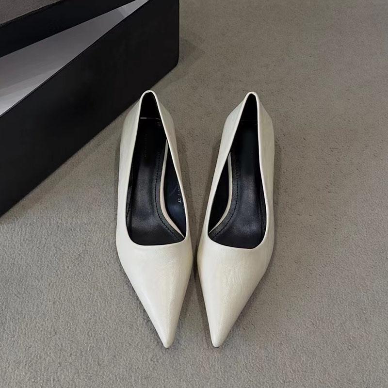 Fashion Temperament Woman Pumps Pointed Toe Thin Low Heels Elegant Party Female Shoes Solid Color Fashion Soft Leather Heels for Women