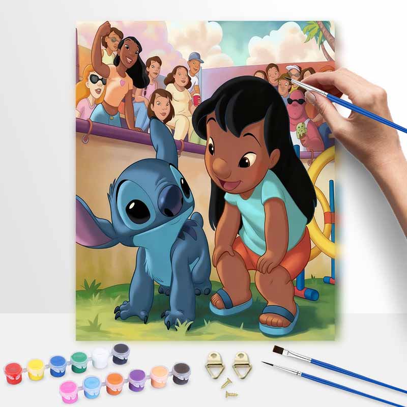Disney Лило и Стич Масляная Живопись Арт Набор для Рисования Домашний Декор Стен Ручная Работа Подарок для Фанатов Мультфильмов Современное Искусство на Холсте DIY Поделки
