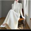 Autumn and Winter Semi-turtleneck Knitted Long Dress, New with Coat, Sweater Inside, Skirt Temperament Base Women's Clothing