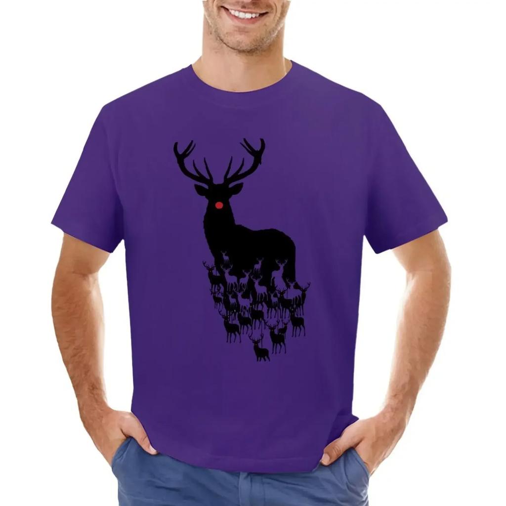 Rudolph the red nosed reindeer pattern T-shirt tees funnys big and tall t shirts for men