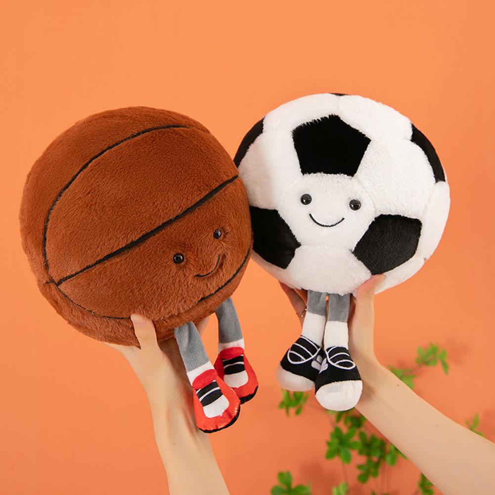 25/33cm Creative Football With Foot Plush Toy Doll Children Decorate Room Cute Basketball Fun Volleyball Soft Pillow