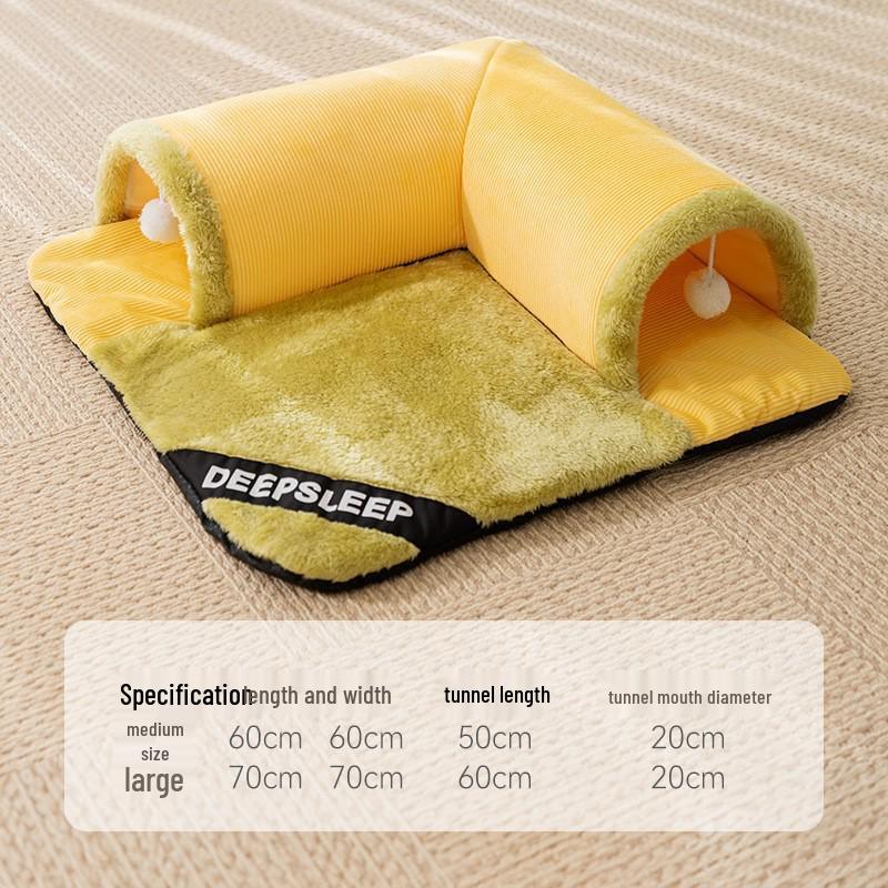 Cozy Autumn/Winter Pet Nest: Warm, Thick, Semi-Enclosed for Cats & Large Dogs