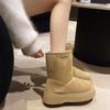 Fashion Boots Snow Warm Ankle Chelsea Snow Boots 2024 Winter Thick Sole Goth Shoes New Short Plush Walking Chaussure Women