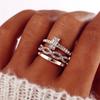 3 Pcs / Set Charm Fashion Ring Ladies Rhinestone Couple Ring Woman Engagement Wedding Jewelry