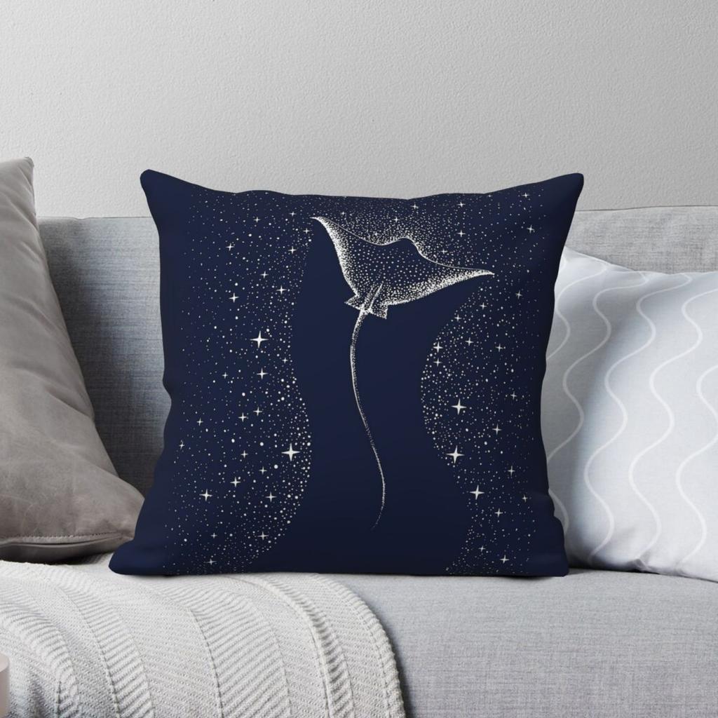 Spotted Eagle Ray Star Collector Square Pillowcase Polyester Linen Velvet Printed Decor Throw Pillow Case Sofa Cushion Case