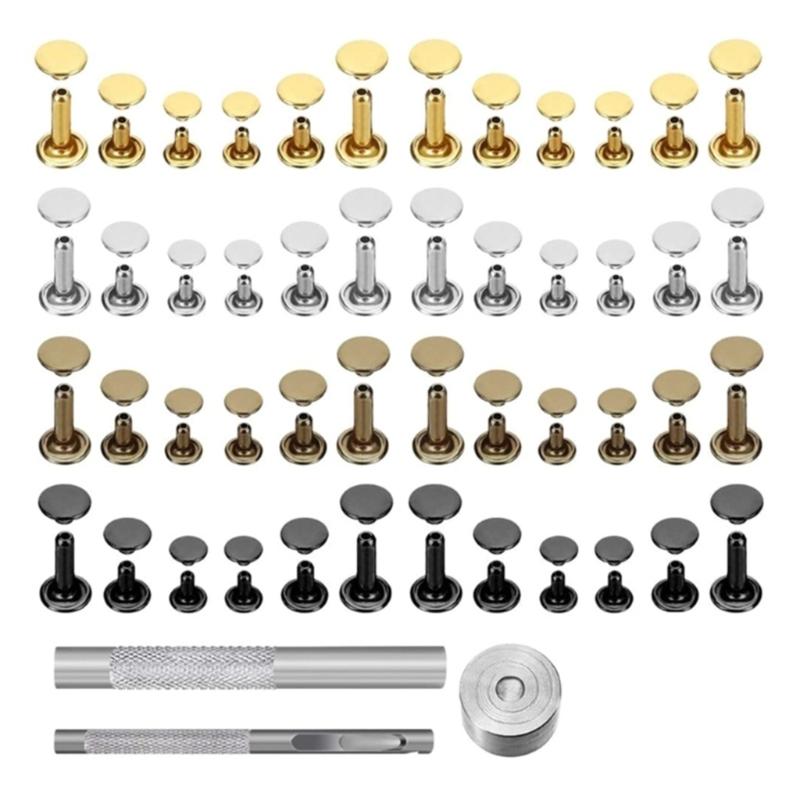 480 комплектов кожаных заклепок, заклепки с двойными шляпками, трубчатые металлические шипы с 3 инструментами для установки, пробойник-клещи для ремонта кожаных изделий