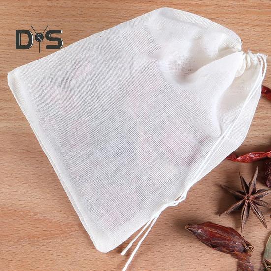 20 шт. мешочков для специй с завязкой, натуральные хлопковые муслиновые мешочки для чая, трав, супа, многоразовые тканевые мешочки для сыра, пустые пакетики