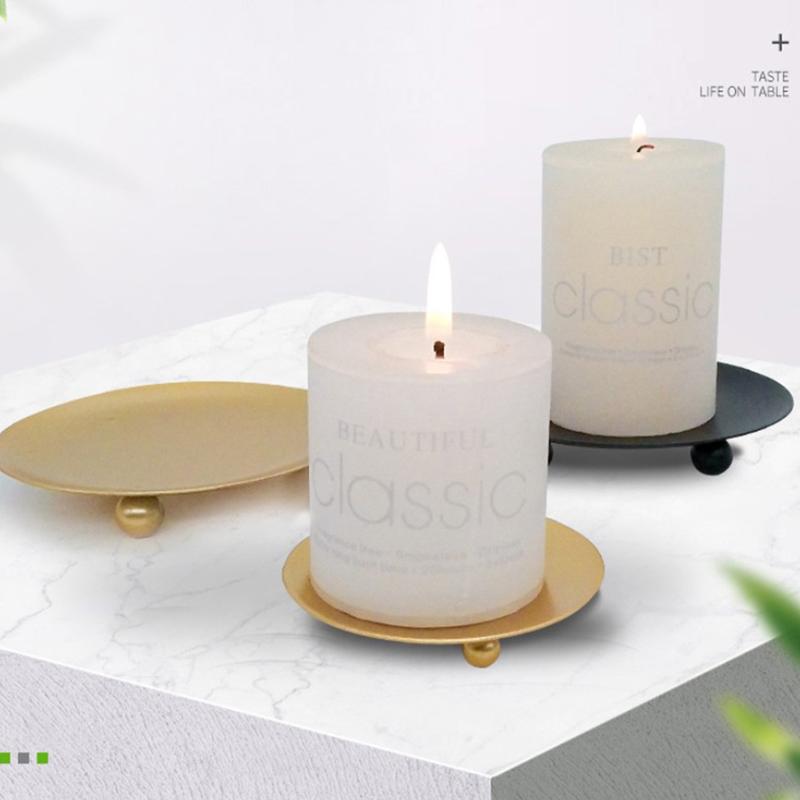 Mini Wrought Iron Candle Holder Creative Simple Geometric Saucer Romantic Candle Cup Table Decoration