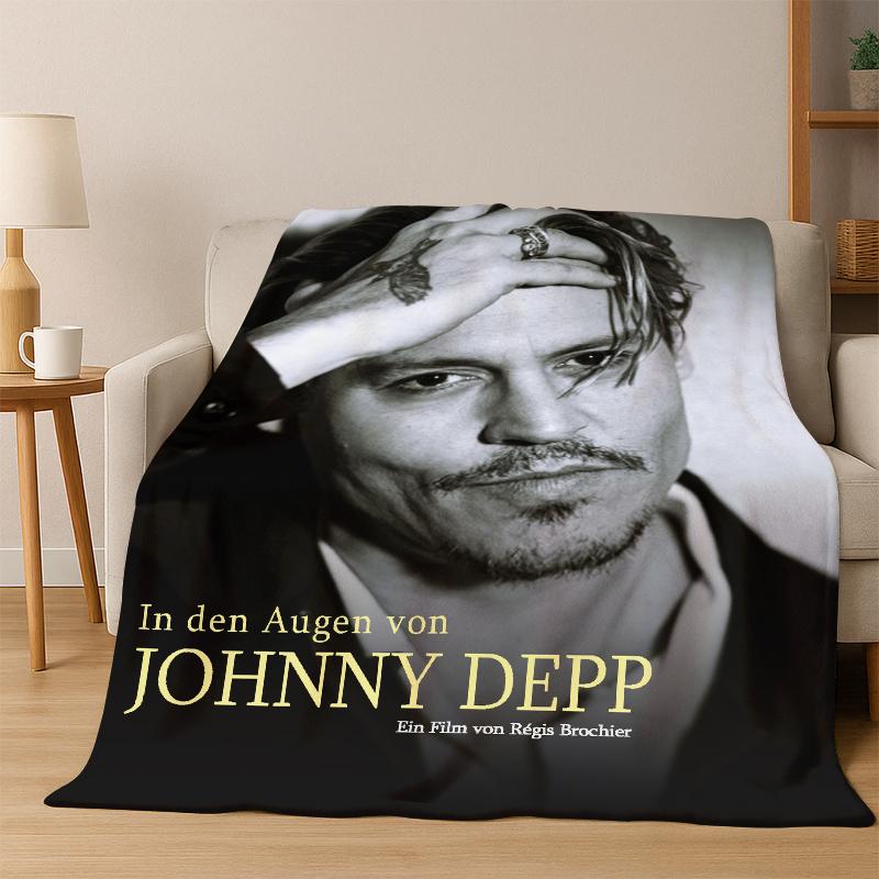 Handsome Johnny Depp Star Flannel Blanket Soft Warm Blanket Throw Blanket for Bedroom Living Room Bed Travel Picnic Gift kid