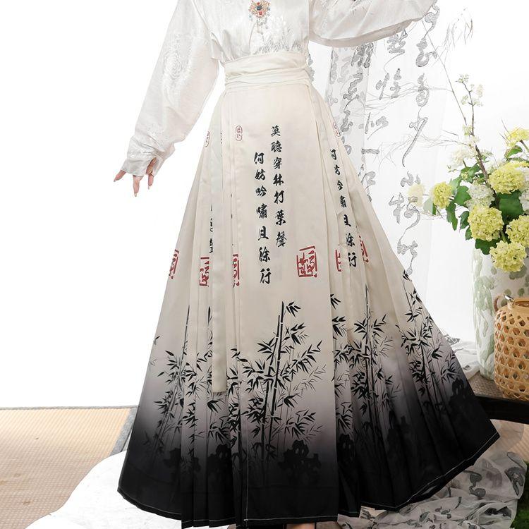 Chinese Ming Dynasty Style Hanfu Horse-face Skirt Daily Commuting Women's Suit