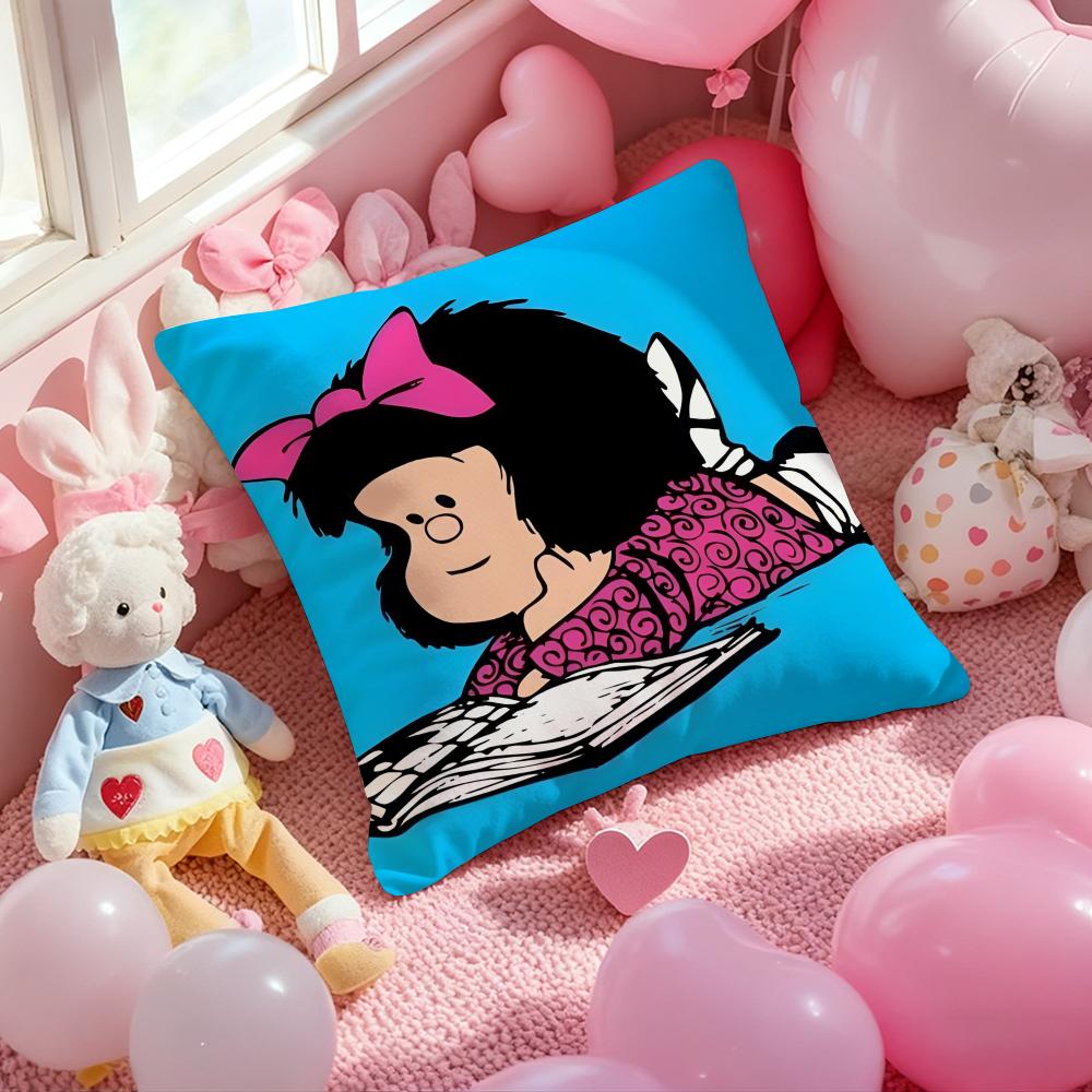 M-Mafalda Cartoon Cushion Cover Pattern Printed Pillowcase for Living Room Sofa Cushion Cover & Bedroom Decor