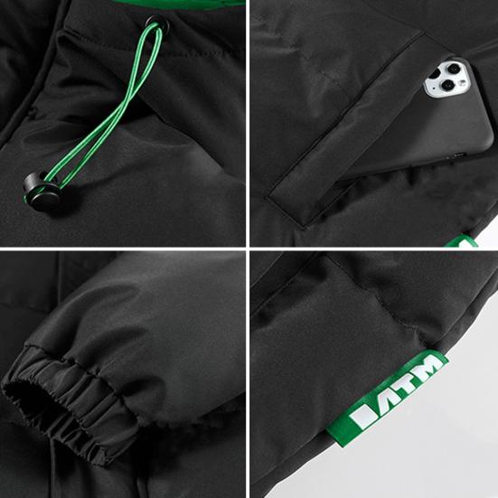 Пальто из хлопка с капюшоном и завязками на шнурке, с длинными рукавами, в стиле пэчворк, имитация двух частей, пуховое