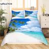 Комплект постельного белья «Пляж и океан» с изображением гавайских пальмовых волн, постельное белье из полиэстера с тематикой «Тропический остров и море, пляж, природа»