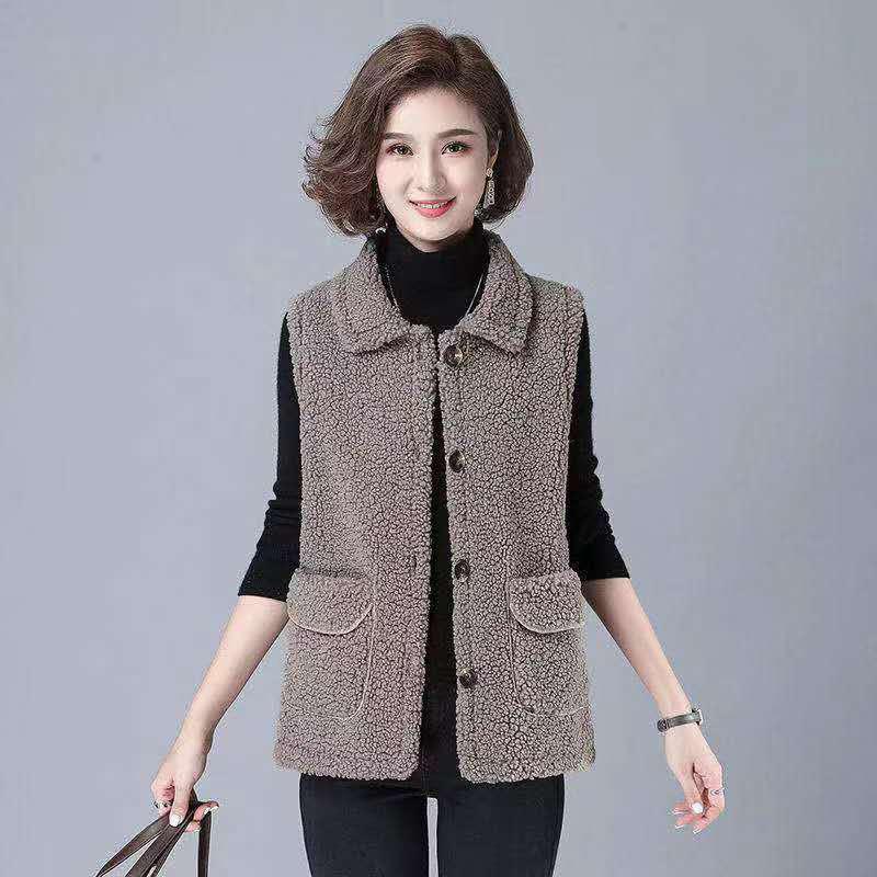 Плюс размер весна осень зима женский жилет на пуговицах из овечьей шерсти зимний термостойкий толстый флисовый жилет без рукавов куртка женские пальто